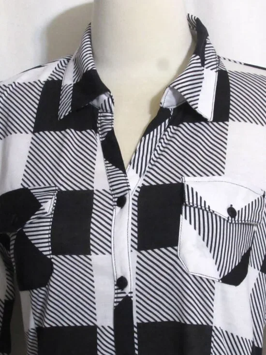 NEW Womens Ladies WHITE MARK Black & Convertible Sleeve Tunic Top Shirt S - Picture 2 of 4